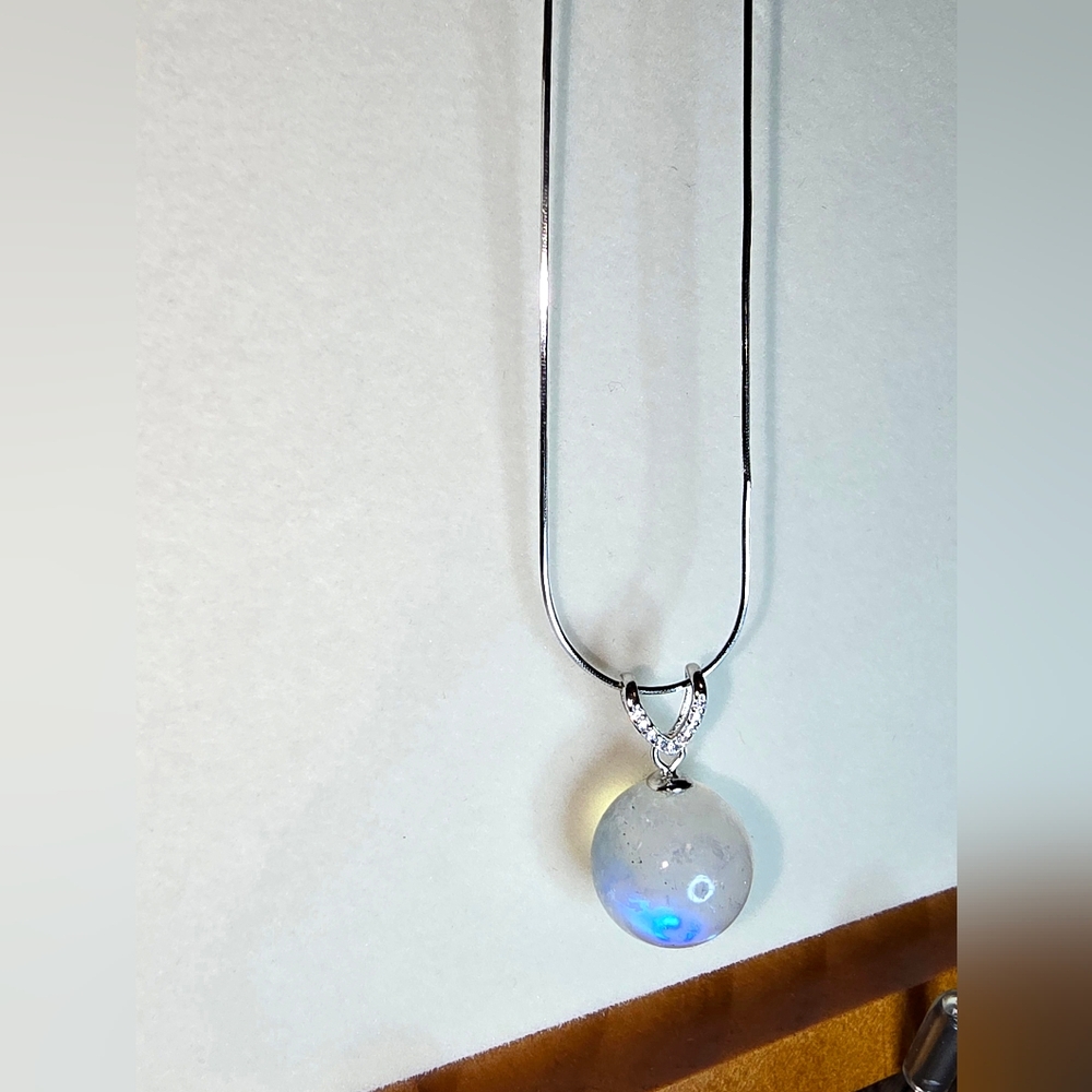 Moonstone Crystal and Sterling Silver Necklace